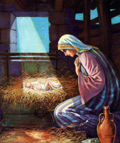 Мария возле маленького Иисуса